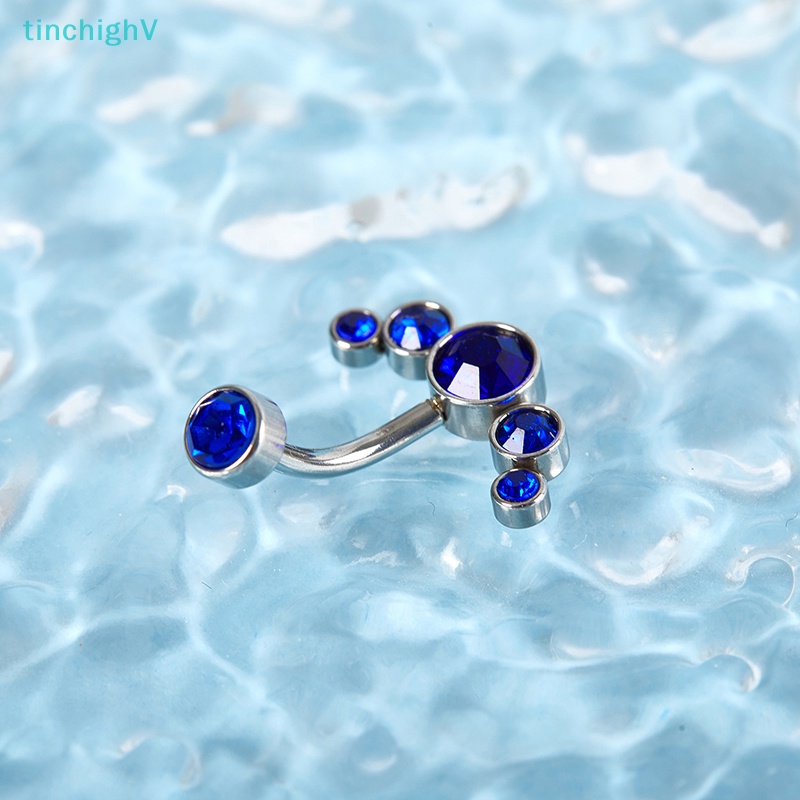 Khuyên Rốn Dạng Thanh Tạ Cong Bằng Thép Không Gỉ Đính Đá Zircon Thời Trang Cho Nữ
