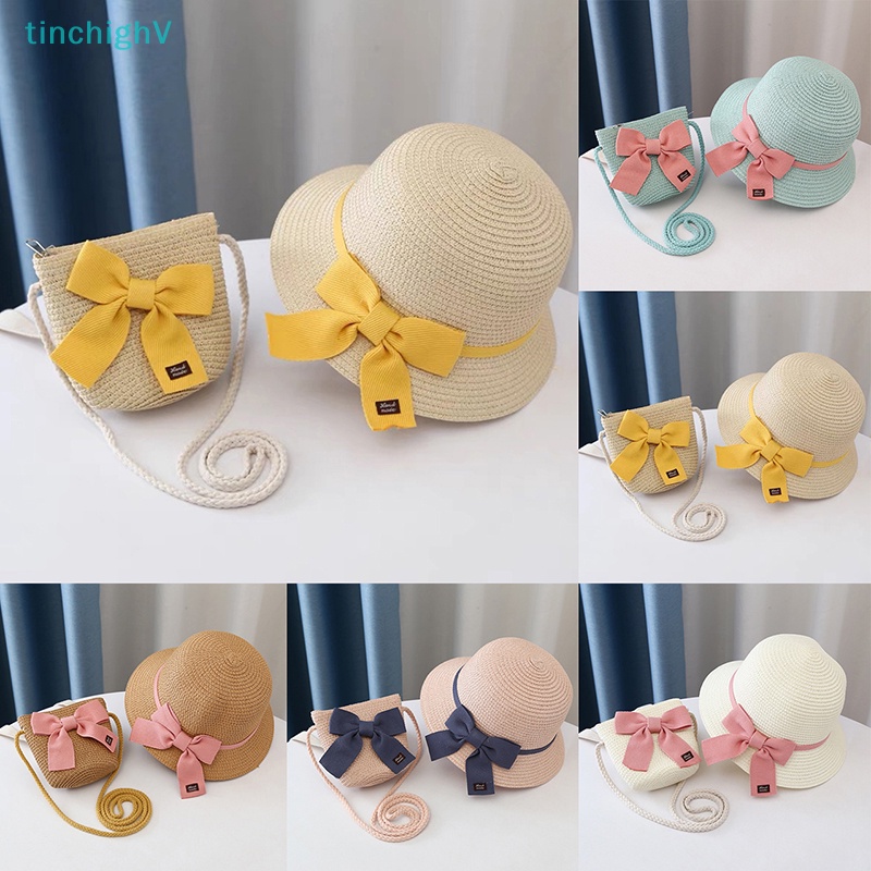 [TinchighV] Set Mũ Rơm Và Túi Chống Nắng Đi Biển Mùa Hè Bảo Vệ Cho Bé Gái [Mới]
