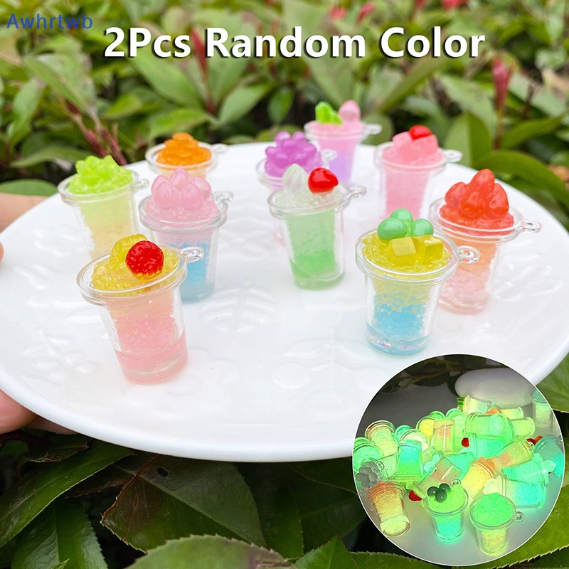 Set 2 Ly Kem Mini Dạ Quang Dùng Để Trang Trí Nhà Búp Bê Mới