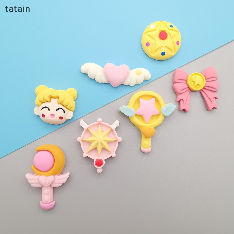 Tatain Kẹp Tóc Resin Hình Thủy Thủ Mặt Trăng Hoạt Hình Thủ Mặt Trăng DIY Trang Trí Điện Thoại Di Động Ch