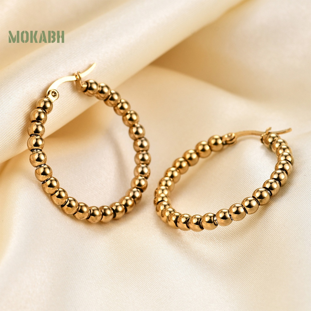 1 Đôi Bông Tai Tròn Mạ Điện Bóng Cao Đính Hạt Thời Trang