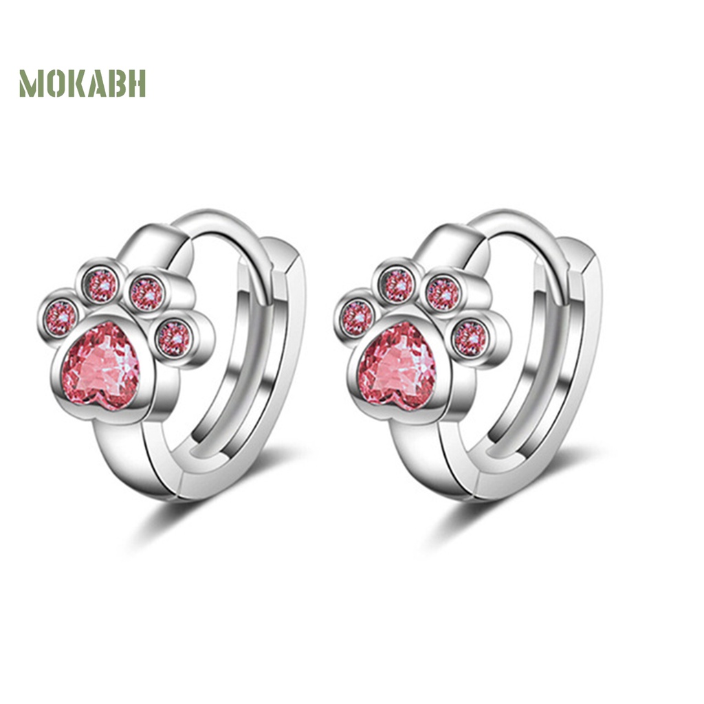 1 Đôi Bông Tai Hình Móng Vuốt Mèo Đính Đá Lấp Lánh Thời Trang