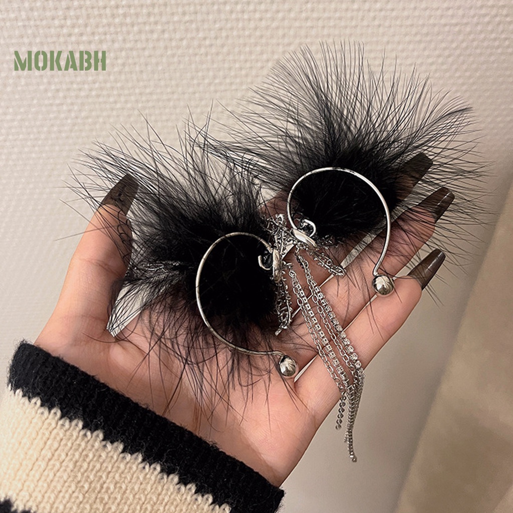 1 Khuyên Kẹp Vành Tai Hình Lông Vũ Đính Ngọc Trai Giả Sang Trọng