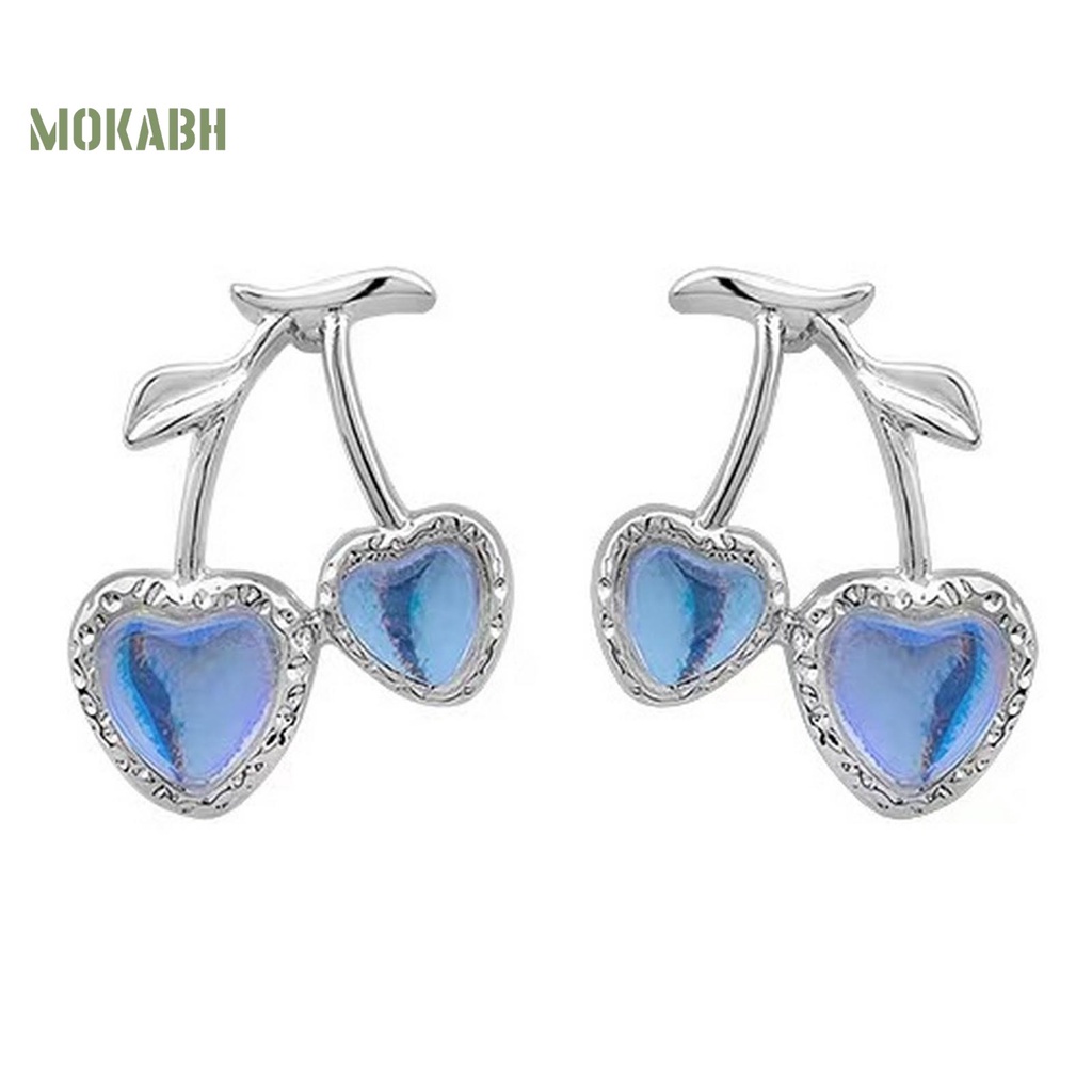 Đôi Bông Tai Hình Quả Cherry Đính Đá Thời Trang Cho Nữ