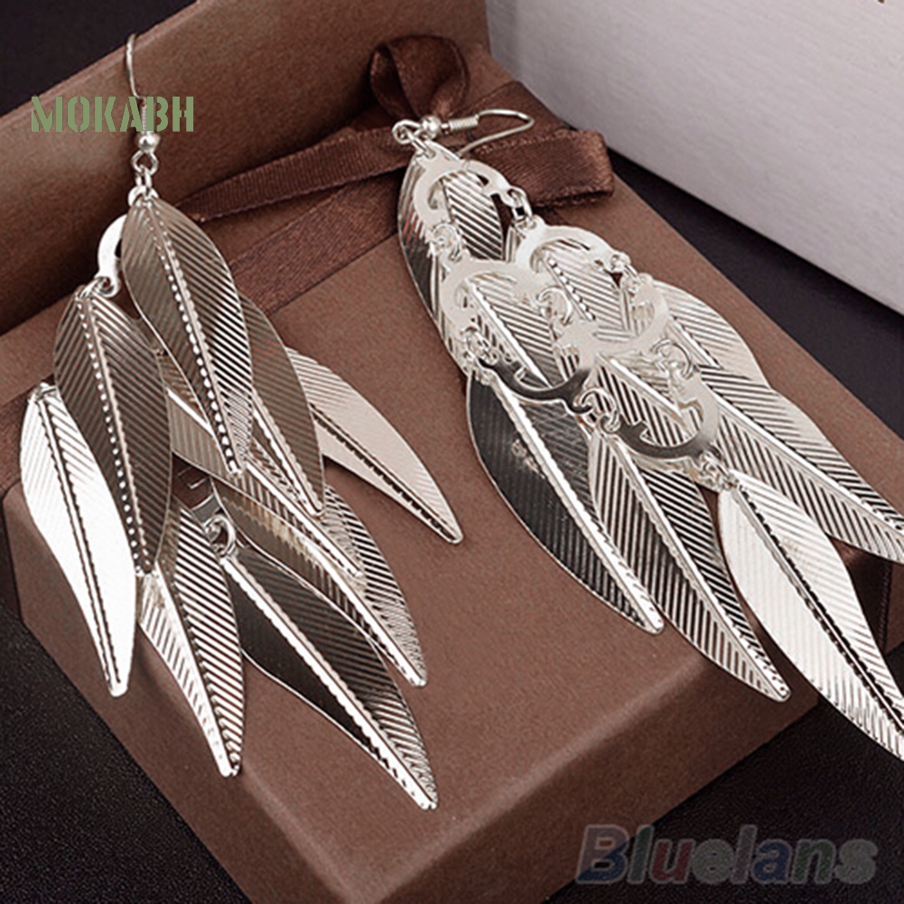 [Hot] Bông Tai Dáng Dài Hình Chiếc Lá Nhiều Lớp Phong Cách Baroque Cổ Điển Cho Nữ