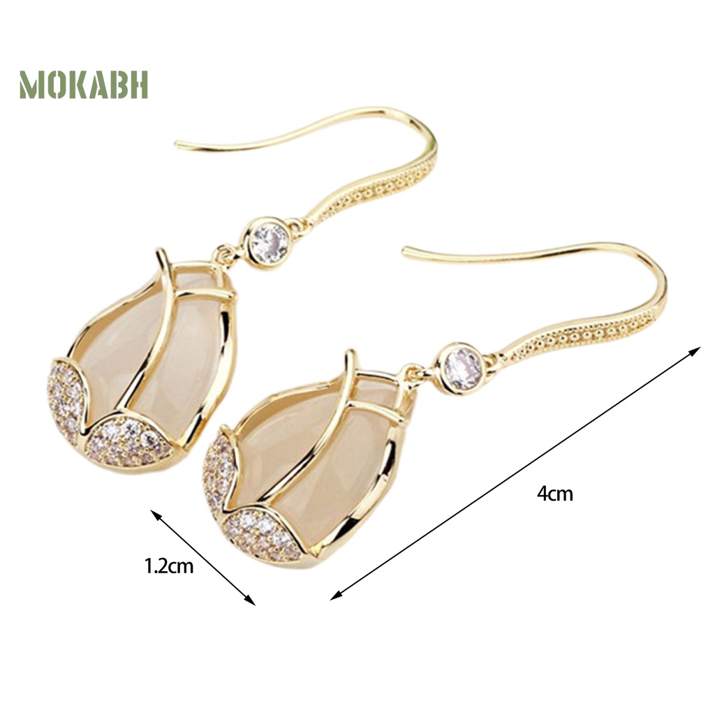 1 Đôi Bông Tai Hoa Tulip Đính Đá Lấp Lánh Cao Cấp Không Gây Dị Ứng Sang Trọng Dành Cho Nữ