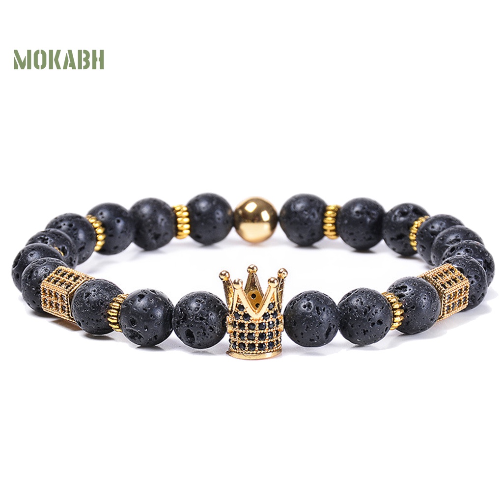 Vòng Tay Chuỗi Hạt Đá Tự Nhiên Mặt Hình Lục Giác Màu Tương Phản Tùy Chỉnh Thời Trang Cho Nam Và Nữ