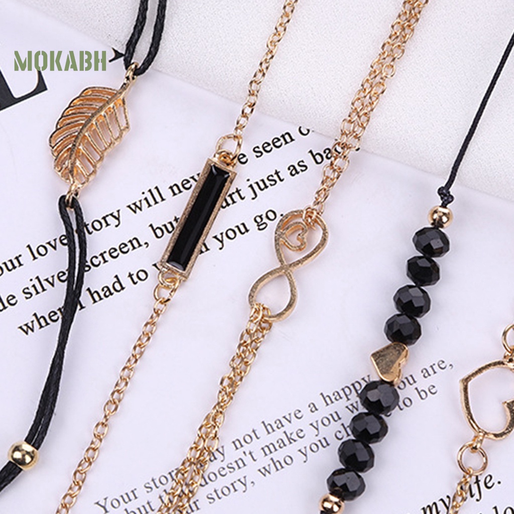 Set 5 Vòng Tay Nhiều Lớp Thời Trang Boho Cho Nữ