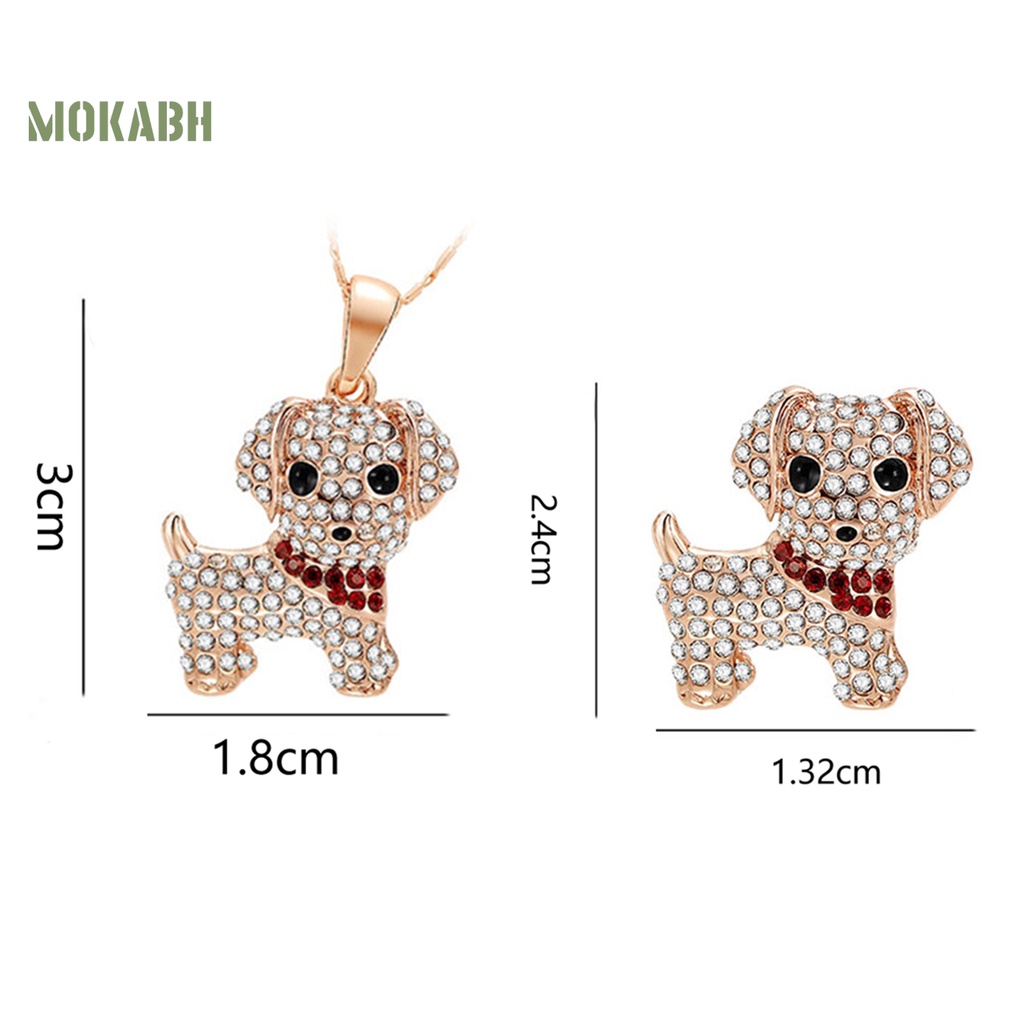 1 Bộ Vòng cổ + Bông Tai Hình Cún Con Đính Đá Sang Trọng