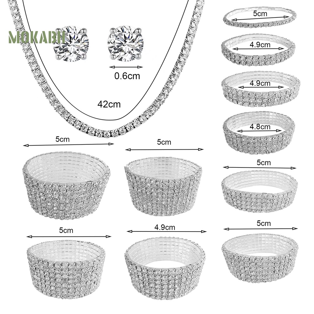 Vòng cổ / Vòng Tay / Khuyên Tai Nhiều Lớp Đính Đá Lấp Lánh Thời Trang Sang Trọng Cho Nữ