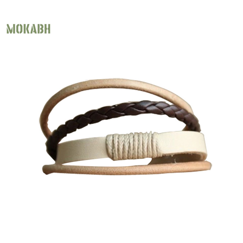 Vòng Tay Giả Da Nhiều Lớp Unisex Đơn Giản Có Thể Điều Chỉnh