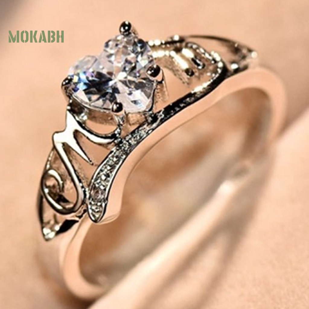 Nhẫn Đính Hôn Mạ Điện Hình Trái Tim Đính Đá Zircon