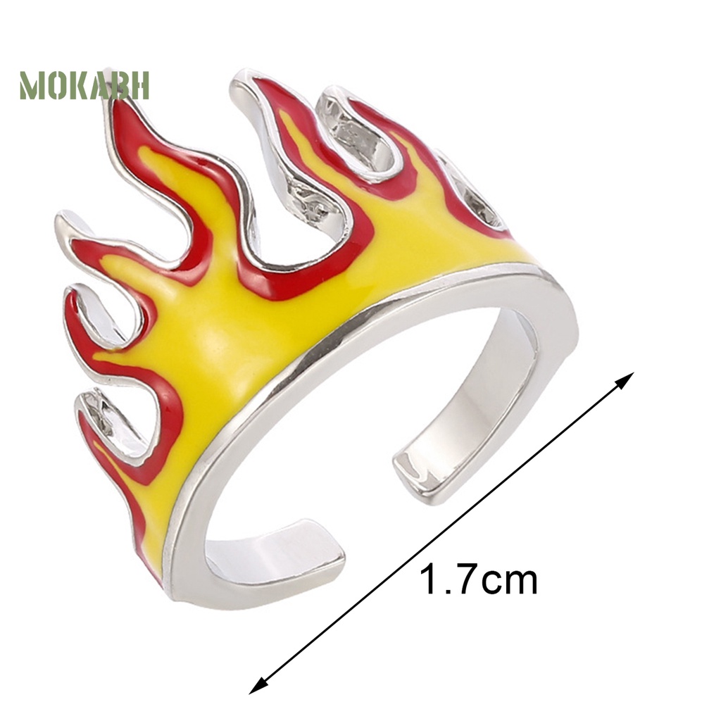 Nhẫn Hở Hình Ngọn Lửa Bằng Hợp Kim Chống Biến Dạng Phong Cách Cổ Điển Có Thể Điều Chỉnh Cho Nam Và Nữ