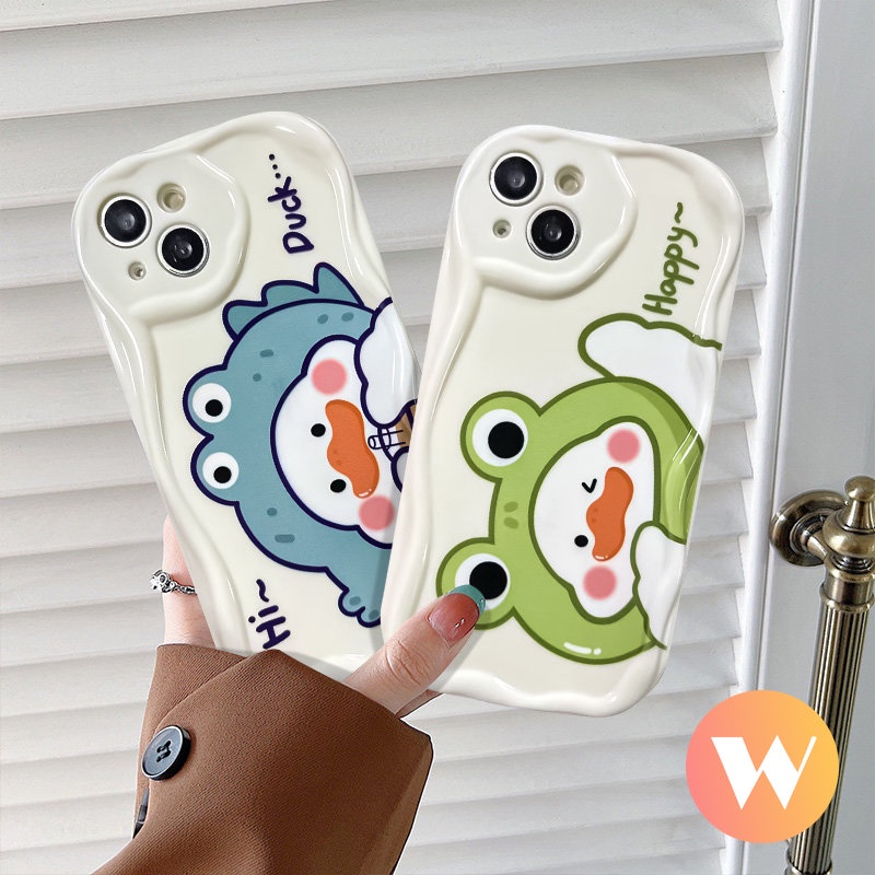 Ốp Điện Thoại Hình Vịt Uống Trà Sữa 3D Viền Cong Cho IPhone 11 12 14 13 Pro MAX 6 7 8 6S Plus SE 2020 XR X XS MAX