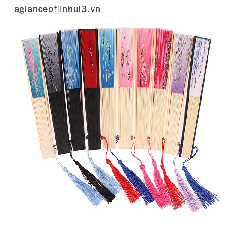 ~ Afhvn ~ Quạt Múa Gấp Bằng Lụa Cổ Điển Trung Quốc Trang Trí Nhà Bán Chạy