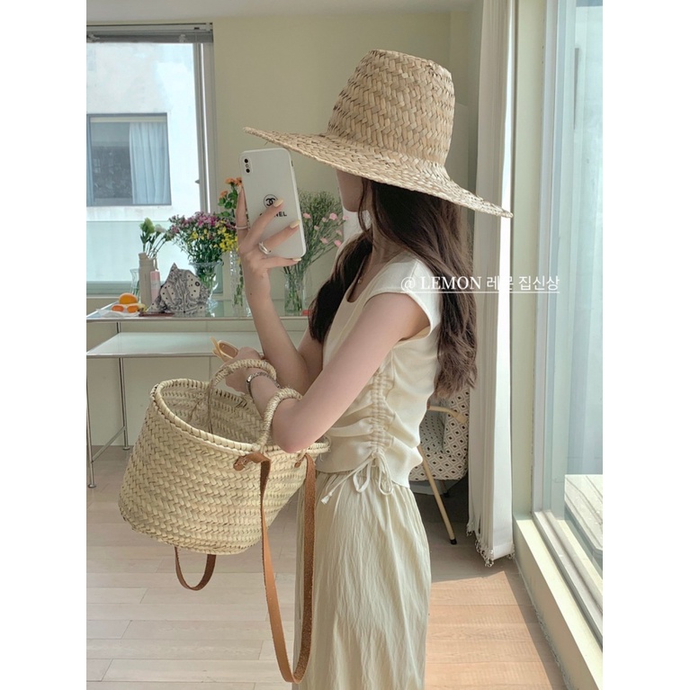 Áo Thun Tay Ngắn Dáng Ôm Phối Dây Rút Họa Tiết Kẻ Sọc Thời Trang Mùa Hè 2023