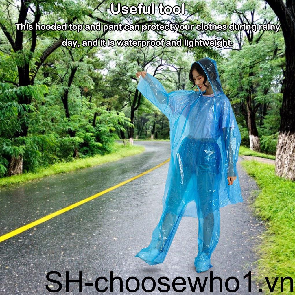 (Runbu) Áo Mưa Dạng Xẻ Bằng PE Màu Sắc Ngẫu Nhiên Dùng Khi Đi Du Lịch Cắm Trại Ngoài Trời Cho Nam Và