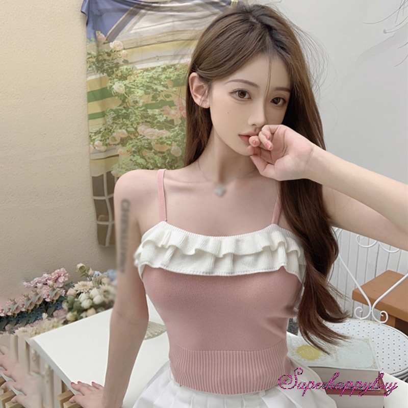 Áo Croptop Dệt Kim Trễ Vai Thời Trang Mùa Hè Cho Nữ
