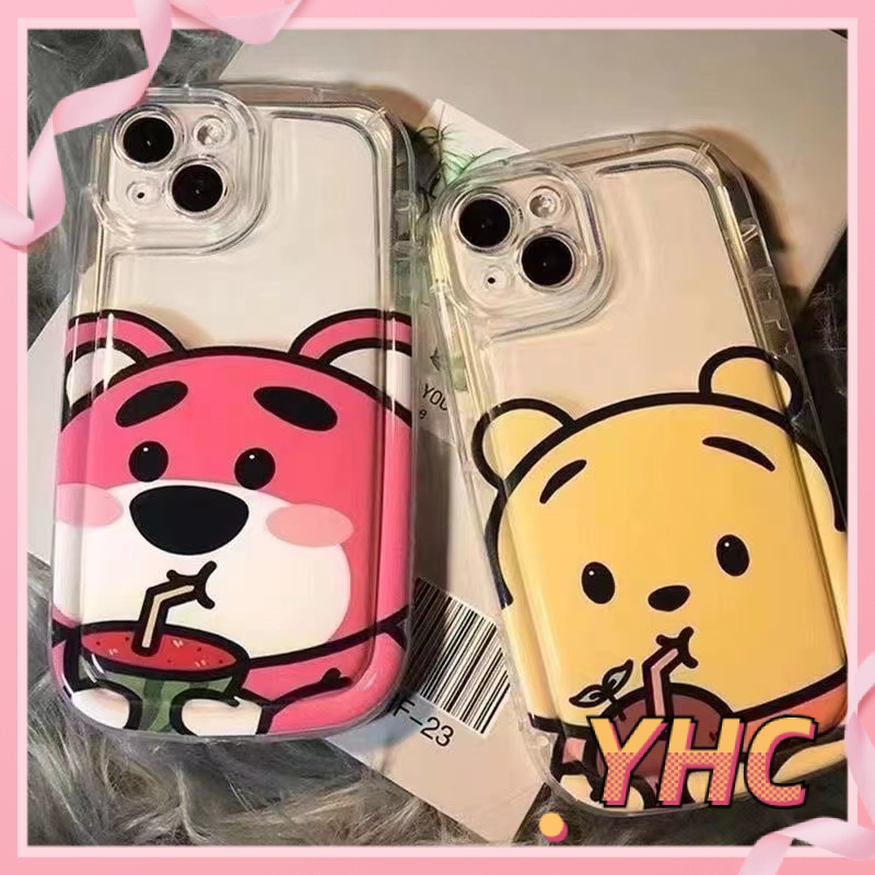 Ốp Điện Thoại Gấu dâu tây dễ thương Vinnie Gấu xà phòng đệm không khí vỏ mềm Cho iPhone 6 / 6S / 6splus / se / 7 / 7plus / 8 / 8plus / X / xs / xsmax / 11 / 12 / 13 / 14 /pro max-401