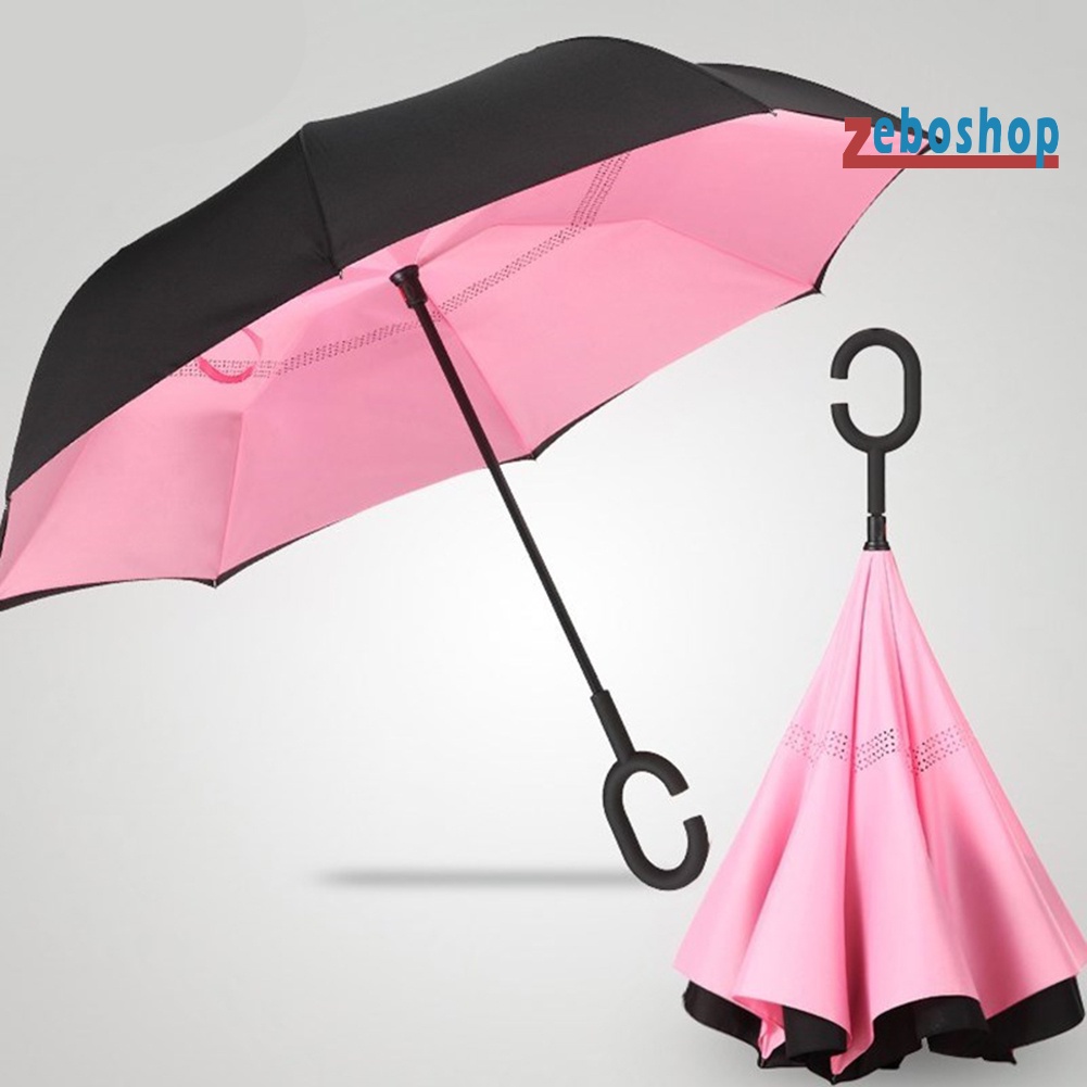 Dù Đứng Hai Lớp Chống Tia UV Chống Gió Hình Chữ C Cho Nữ
