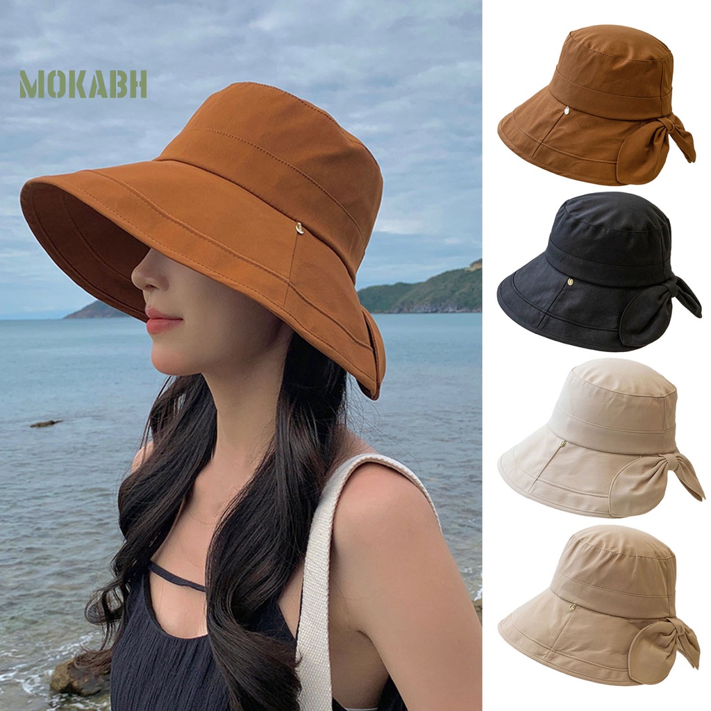 Nón Tai Bèo Vành Rộng Xẻ Tà Màu Trơn Thời Trang Cho Nữ