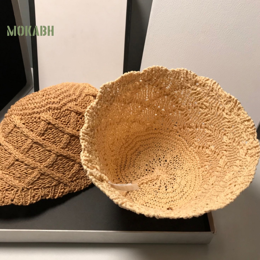 Nón Tai Bèo Kết Cấu Hình Thoi Đính Ngọc Trai Giả Màu Sắc Trơn Thời Trang Mùa Hè Cho Nữ