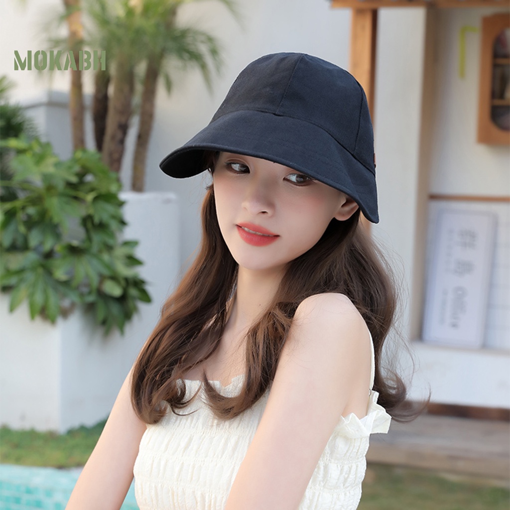 Mũ Chống Nắng Bằng Cotton Pha Mềm Mại Chống Tia UV Có Dây Rút Tùy Chỉnh