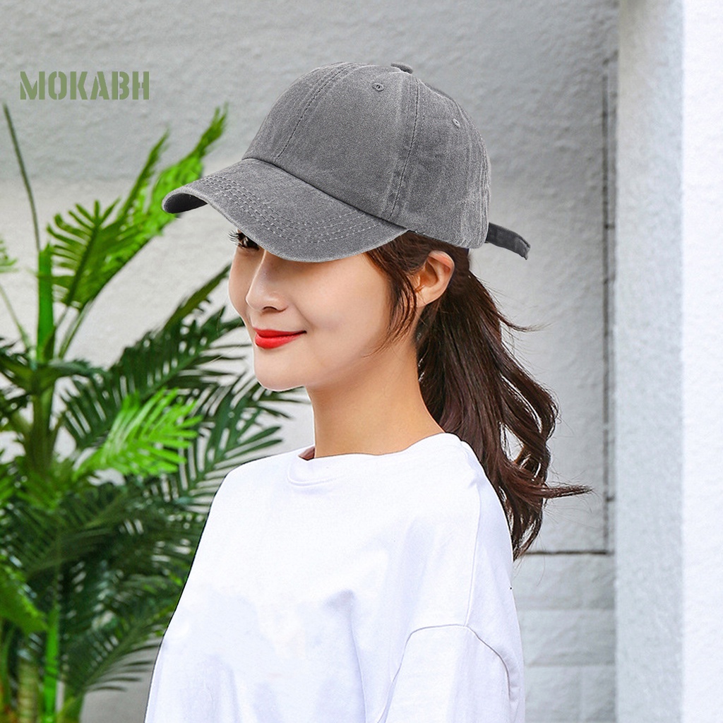 [Mok Abh] Mũ Bóng Chày Mềm Mại Có Khóa Cài Vành Lớn Thoải Mái Phong Cách Cổ Điển Có Thể Điều Chỉnh Dành
