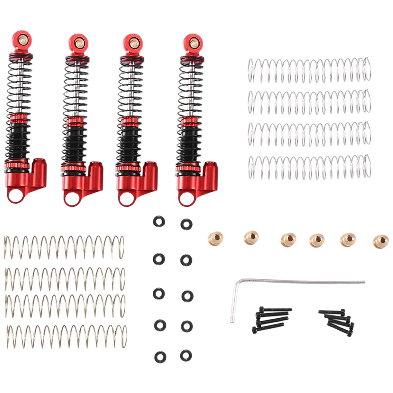 Bộ 4 Phụ Kiện Giảm Xóc 53Mm Bằng Kim Loại Màu Đỏ Cho Xe Điều Khiển Từ Xa Axial SCX24 AX24 1 / 24