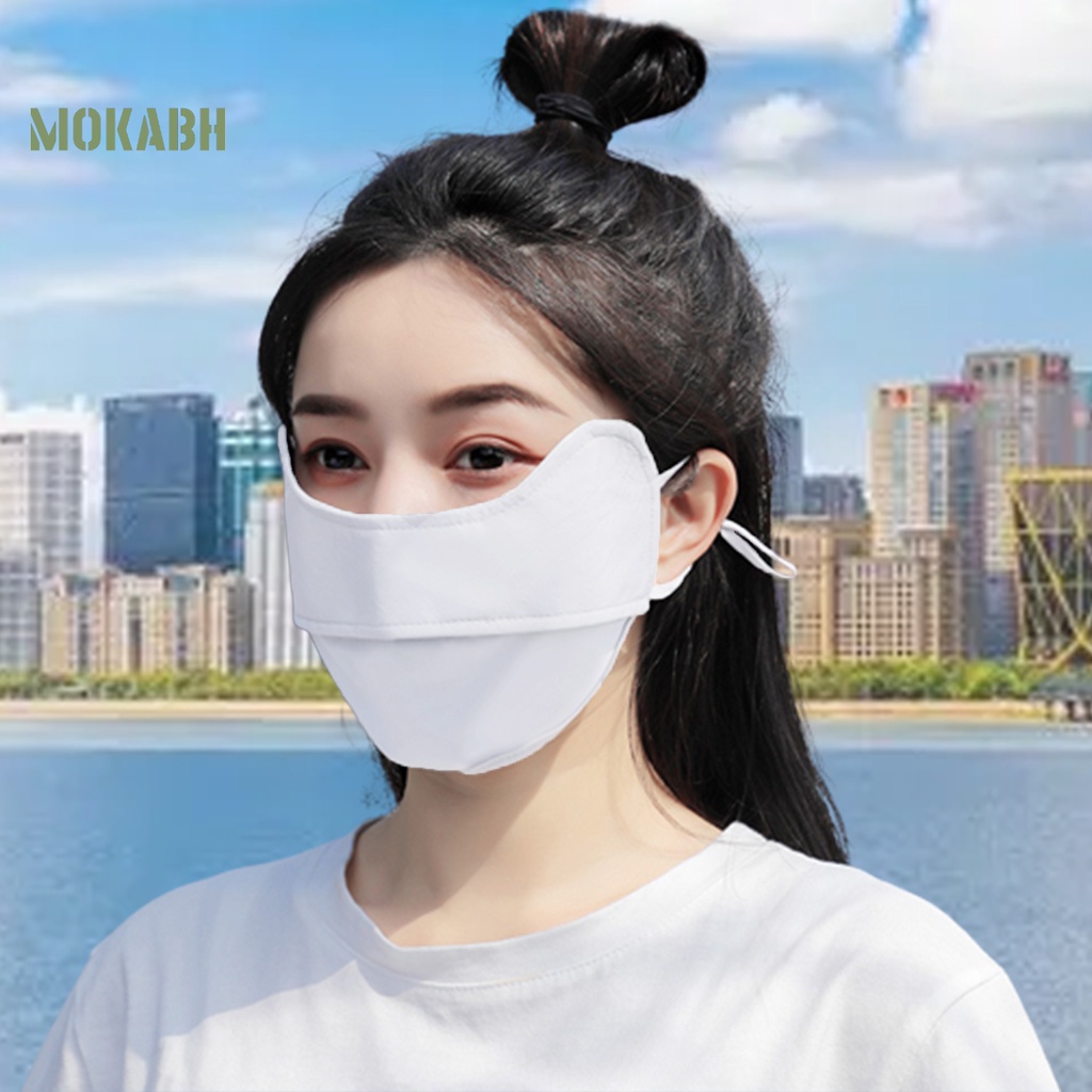 Khẩu Trang Chống Nắng Thoáng Khí Thoải Mái Bằng Lụa Lạnh Màu Trơn Che Phủ Tai