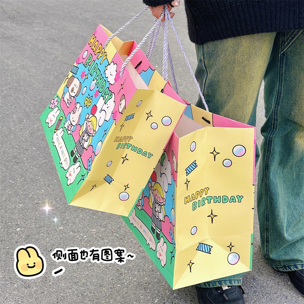 Túi Tote Bằng Giấy Đa Năng In Họa Tiết Hoạt Hình Dễ Thương Dùng Làm Quà Tặng Sinh Nhật