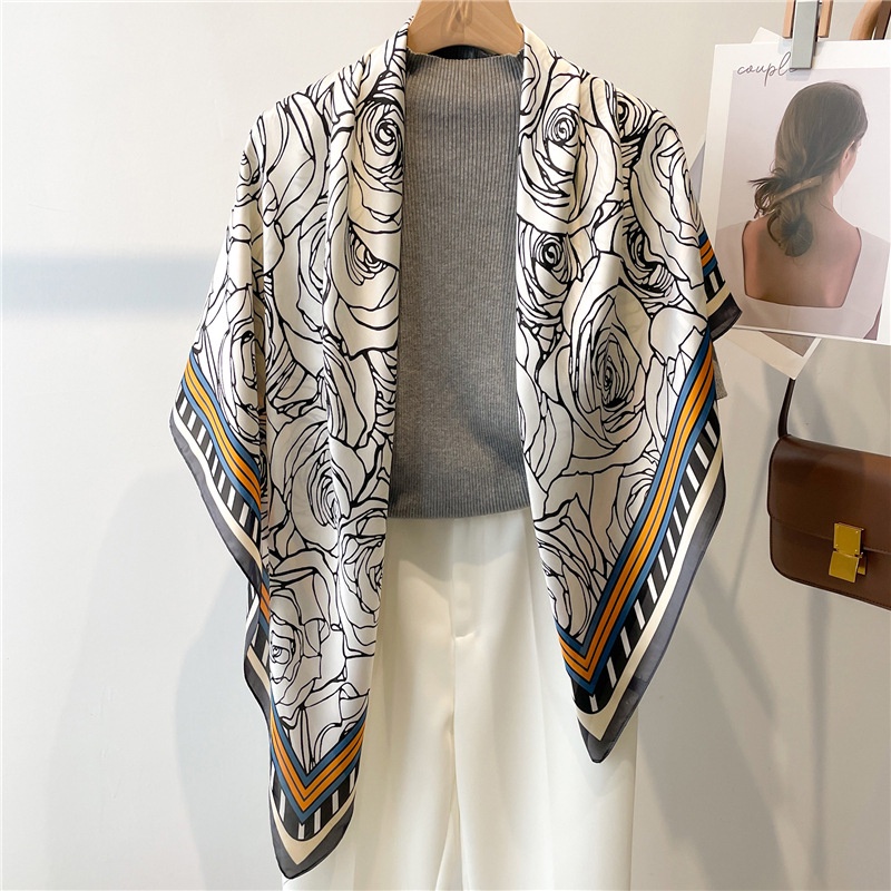 Khăn Choàng Lụa Satin Vuông Cỡ Lớn 110cm Chống Nắng Dễ Phối Đồ Thời Trang Mùa Hè Cho Nữ Sự Bảo Vệ