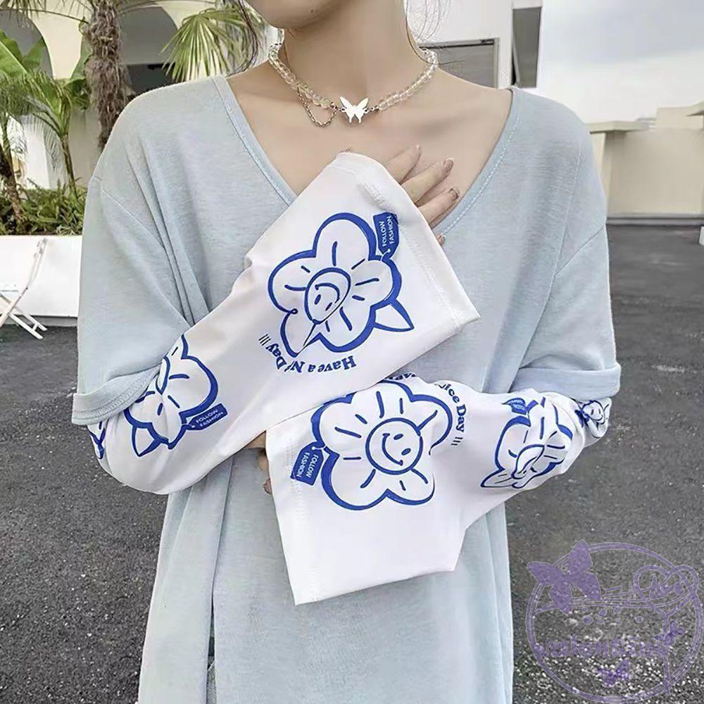 Găng Tay Dài Làm Mát In Hình Gấu / Chó Dễ Thương Cho Nữ