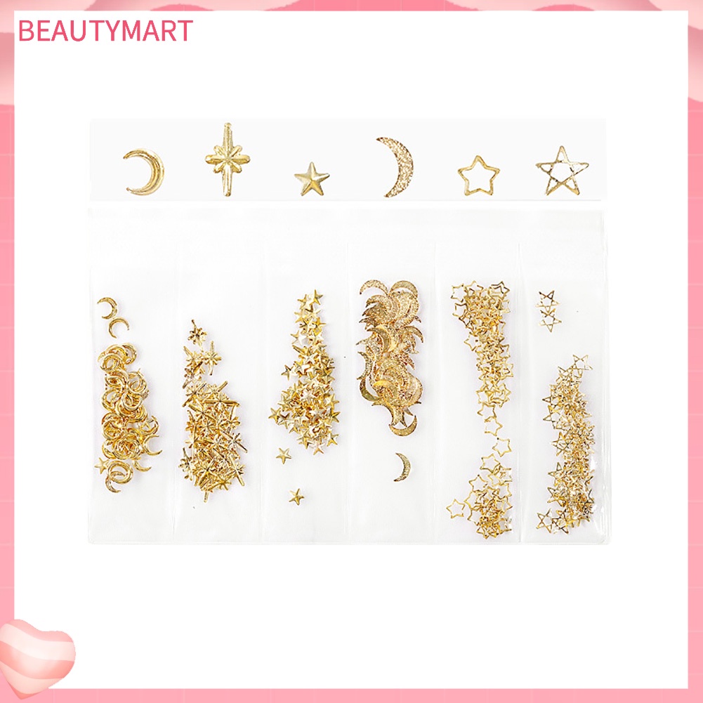 Đinh Tán Kim Loại Hình Ngôi Sao / Mặt Trăng Đính Móng Nghệ Thuật DIY