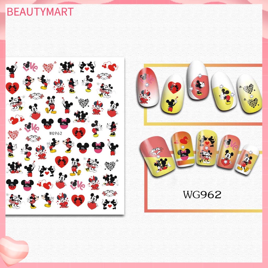[beautymart] Miếng Dán Móng Tay Tự Dính Họa Tiết Chuột Hoạt Hình Dễ Dàng Làm Mờ Cứng Dùng Một Lần Chủ Đề Ngày Lễ Tình