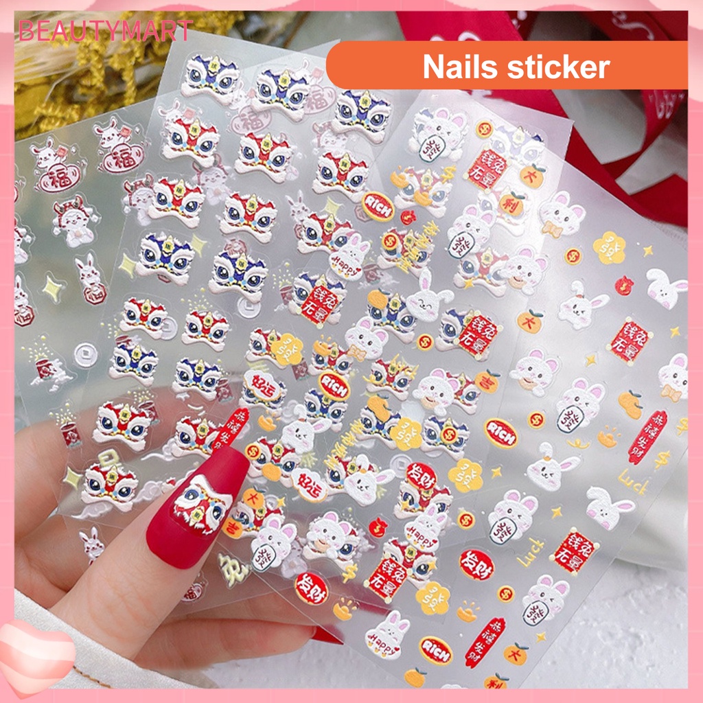 Hình Dán Móng Tay 3D Tự Dính Nhiều Màu Sắc Có Thể Tháo Gỡ