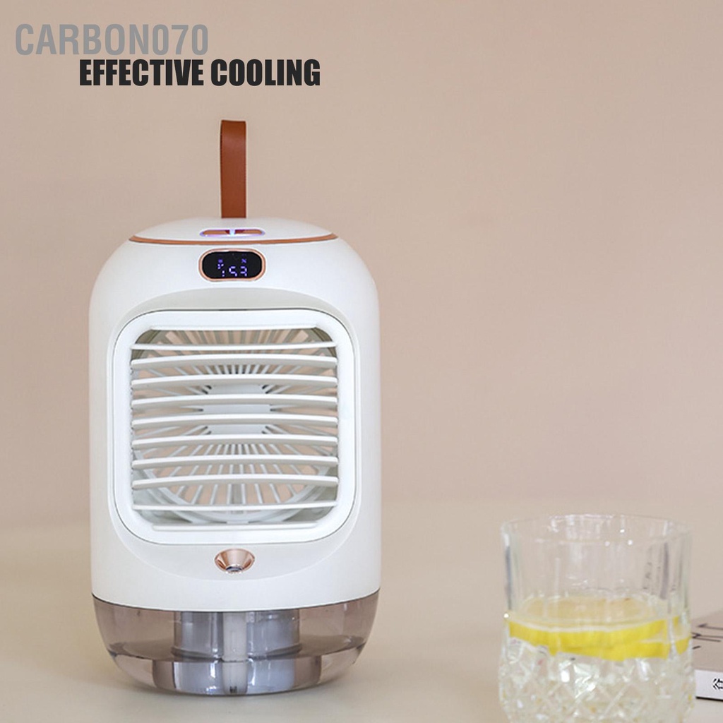 Carbon070 Máy Điều Hòa Không Khí Mini Tạo Độ Ẩm Aromather 3 Bánh Răng 5 Cánh Sạc USB Đèn Ngủ Quạt Làm Mát Bằng Nước