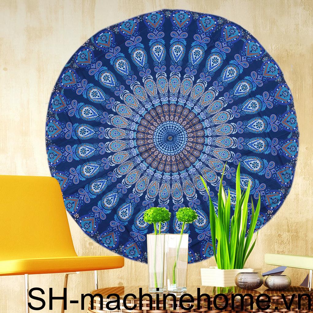 Khăn Trải Bàn Đi Biển / Tập Yoga Hình Tròn Hoạ Tiết Dân Tộc Chất Liệu Chiffon Dài 150CM