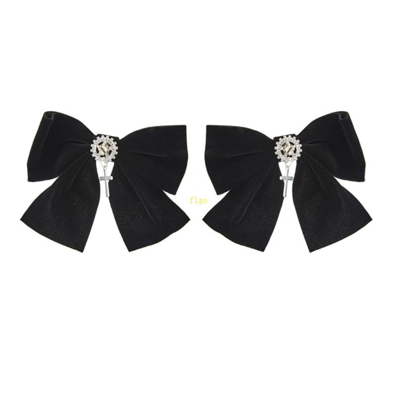 Set 2 Kẹp Tóc Nơ Đen Phong Cách Gothic