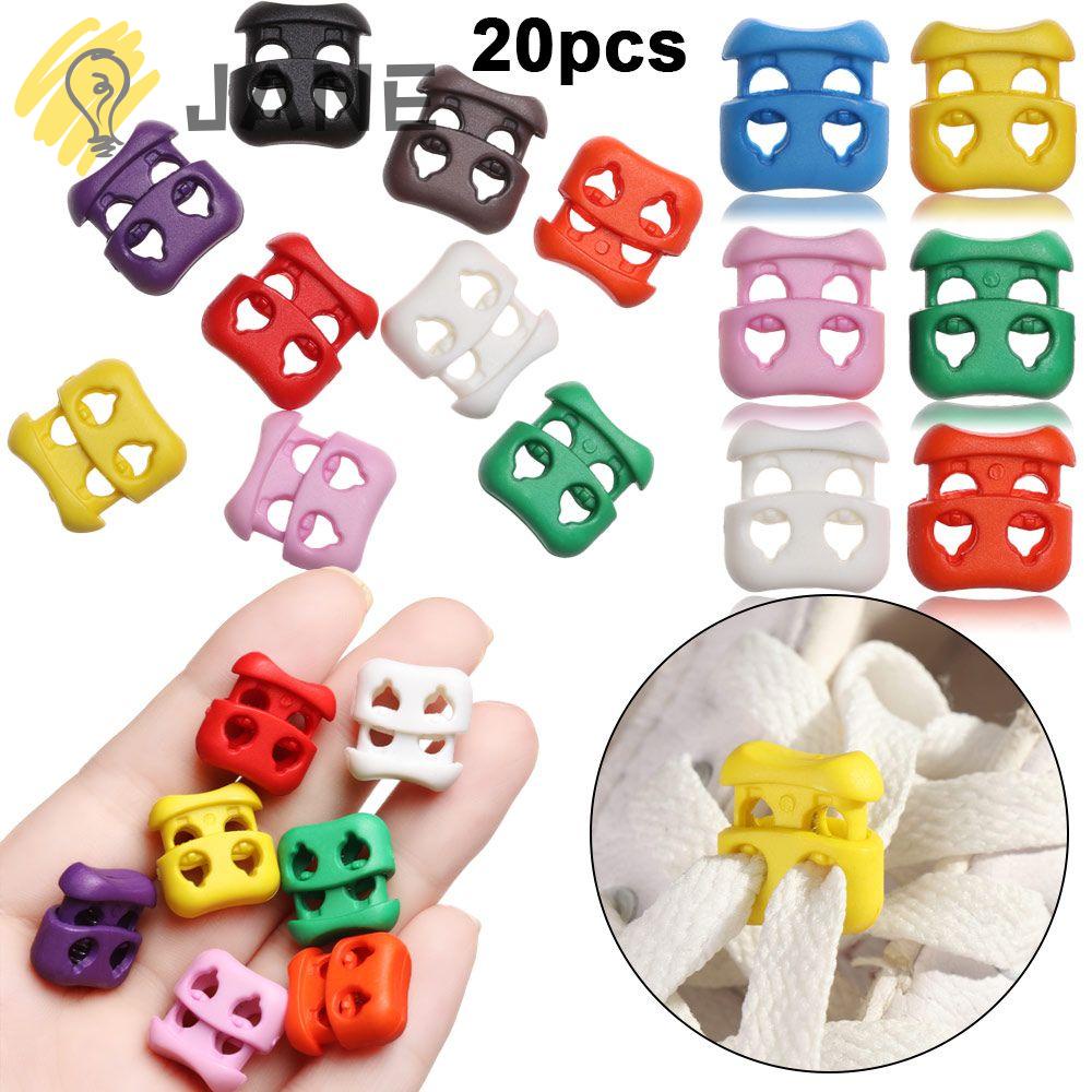 Set 20 Nút Chặn Dây Giày Bằng Nhựa Hai Lỗ 4mm