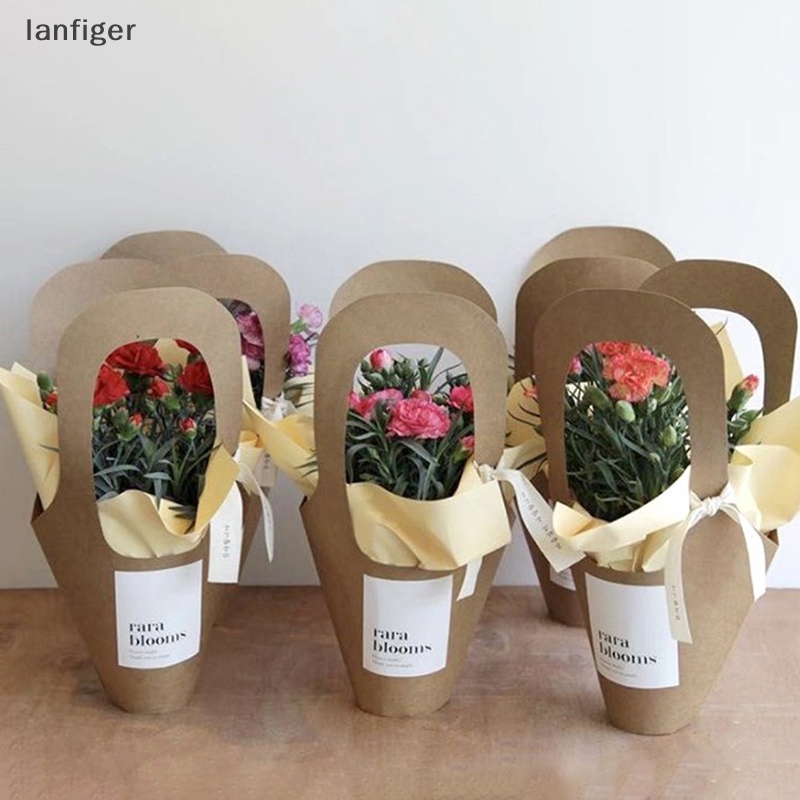 Bộ 2 Hộp Giấy Kraft Đựng Hoa / Quà Có Tay Cầm Tiện Lợi