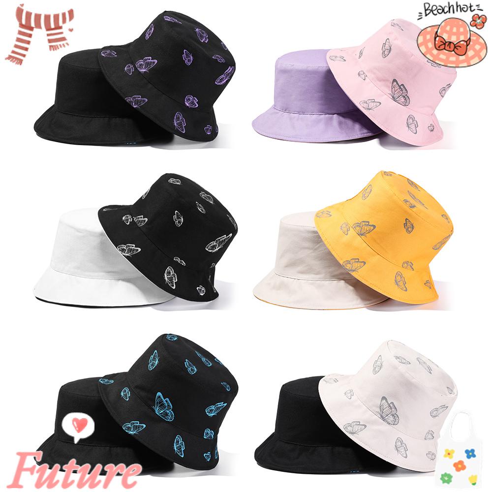 Nón Tai Bèo Vải Cotton Hai Mặt Họa Tiết Bướm Thời Trang