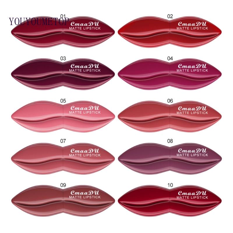 Set 5 Son Môi CmaaDU 5 Màu Lâu Trôi Chống Thấm Nước Dưỡng Ẩm ​Son Môi Trang Điểm Cho Nữ
