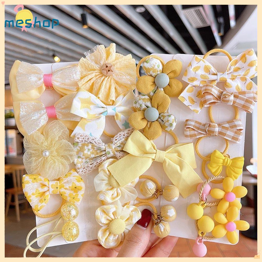 Set 10 Dây Cột Tóc Cao Su Gắn Nơ Xinh Xắn Cho Bé Gái