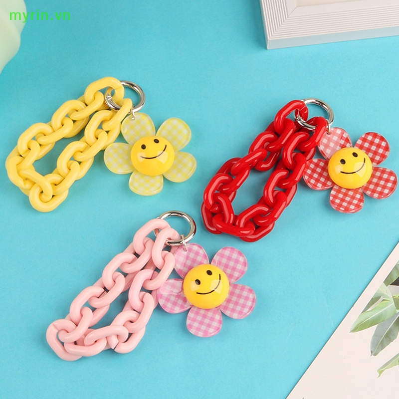 Myrin Móc Khóa Hình Hoa Hướng Dương Mặt Cười Mặt Cười Màu Kẹo Ngọt Có Dây Treo Trang Trí Ba Lô Đồ Chơi Trang Trí Xe Hơi Cho Nữ VN