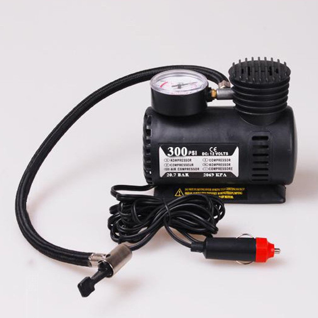 12V Mini Air Pump Metal Car Auto Portable Electric Compressor Kit For Bicycle Minicar Tire Inflator 1 Set [Q/2]