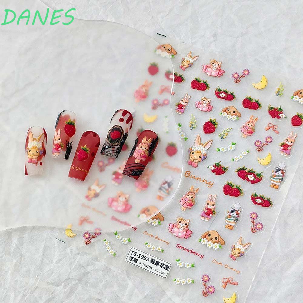 Miếng Dán Trang Trí Móng Tay Tự Dính Họa Tiết Thỏ / Gấu Hoạt Hình Dễ Thương