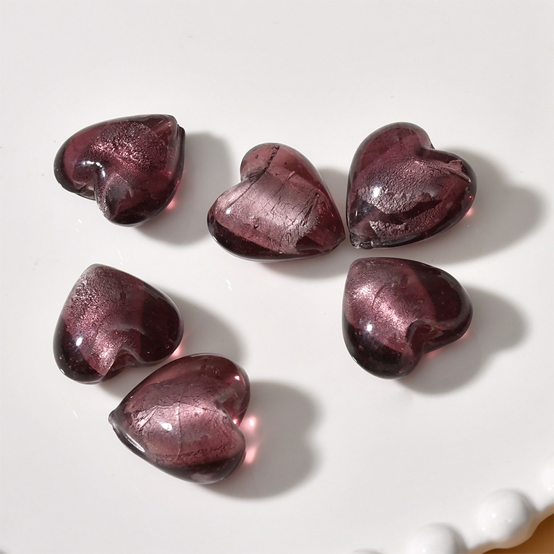 Túi 5 Hạt Bạc 10-20mm Hình Trái Tim Nhiều Màu Sắc Dùng Làm Trang Sức Thủ Công