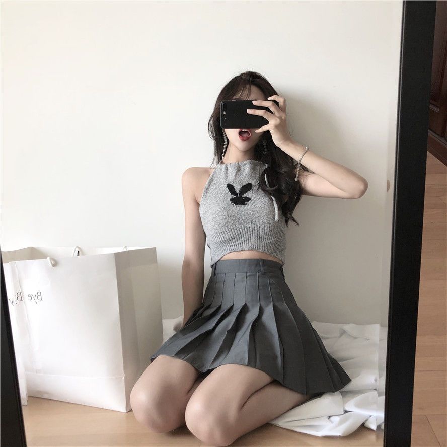 Áo Dệt Kim Hai Dây Hở Lưng Gợi Cảm Phong Cách Hong Kong Cho Nữ