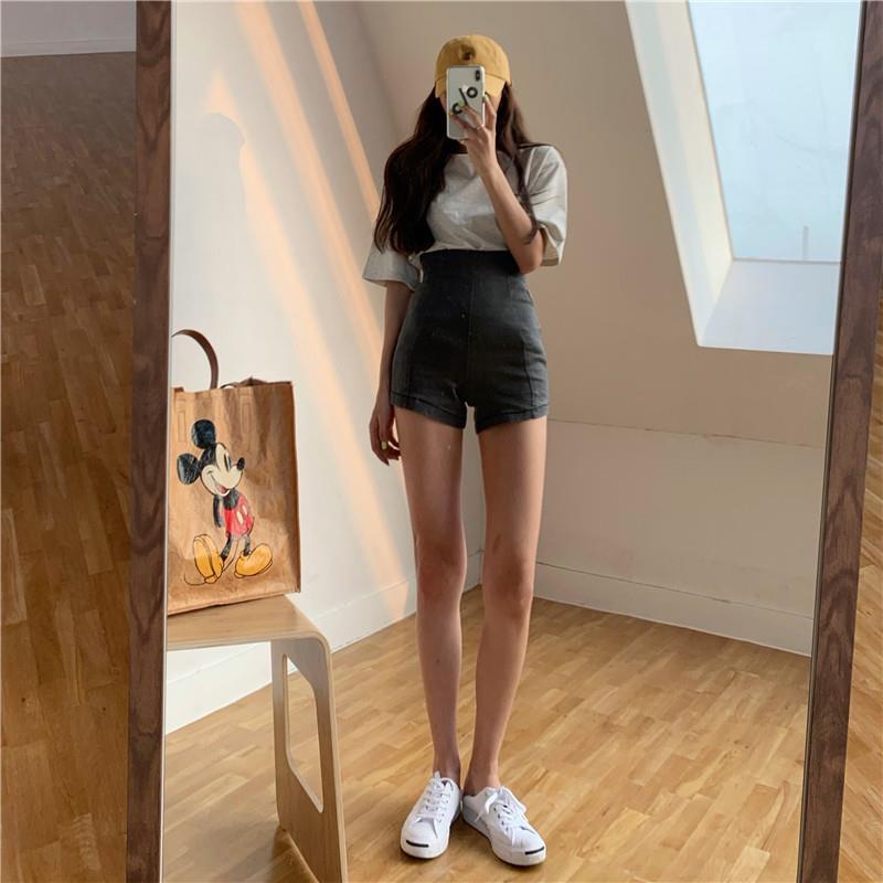 COZOK Quần Short denim Lưng Cao Dáng Ôm Thời Trang Quyến Rũ Cho Nữ